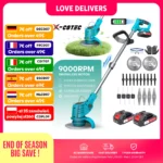 X-COTEC Electric turf Mower without fi, adjustable length, garden cut without Brush, 4 Types of blads, Mower the pealous