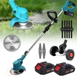 1800W Electric Cordless Grass Trimmer 7800PRM Handheld fuel Cup Adjustable Weeder Garden Tool With 2PCS 21V Battery