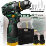 55N.M 10MM 23+1 Torque Brushless Electric Impact Drill Metal Ratchet Chuck Cordless Drill Electric Screwdriver DIY Power Tools