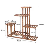 6 Tiered Wood Plant Flower Stand Shelf Planter Pots Shelves Rack Holder Display for Multiple Plants Indoor Outdoor Garden Patio - Image 5
