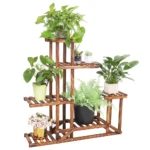 6 Tiered Wood Plant Flower Stand Shelf Planter Pots Shelves Rack Holder Display for Multiple Plants Indoor Outdoor Garden Patio - Image 2