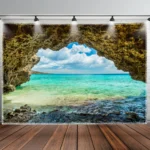 VIKAMA Summer Blue Sky and Sea View Landscape Background Wall Tapestry, Living Room, Bedroom Office Family Room Wall Decor - Image 4