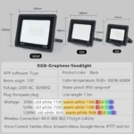 TUYA RGB Floodlight Smart APP Voice Control RGBCW CCT 3000-6500K 30W 50W 100W 220V AC For Garden Party Outdoor Lighting - Image 5