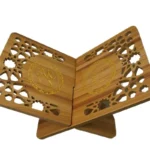 AT43-Wooden Quran Holder Elegant Design With Hollow Out Flower For Desk Organization Storage Space