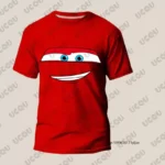 Lightning McQueen Cars Print Dad Mom ChildrenT-shirt Summer Short Sleeve Tees Parent-child Clothes Casual Sports Kids/Adult Tops - Image 2