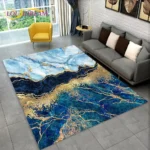 Nordic Blue Golden Colour Marble Geometric Area Rug,Carpet Rug for Living Room Bedroom Sofa Doormat Decor,Kid Non-slip Floor Mat - Image 4