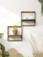 Black Wooden Floating Wall Shelf Square Plant Flower Pot Tray Display Stands Boho Home Decor Shelf for Bedroom Living Room Gifts - Image 4