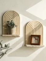 1pc Wooden Arch Wall Shelves for Boho Home Decor, Rustic Display Rack for Plants,Bedroom, Living Room, Entryway Decoration Shelf - Image 4
