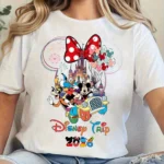 2026 Family T-shirt Men's 100% Cotton Mickey and Friends Tropical Pattern Short Sleeve T-shirt Comfortable Casual Wear