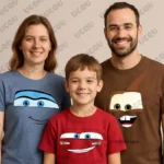 Lightning McQueen Cars Print Dad Mom ChildrenT-shirt Summer Short Sleeve Tees Parent-child Clothes Casual Sports Kids/Adult Tops