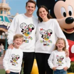 2026 Disney Trip Family Matching Cotton Sweatshirt Mickey Mouse Print Soft Crewneck Outfits for Parents and Children