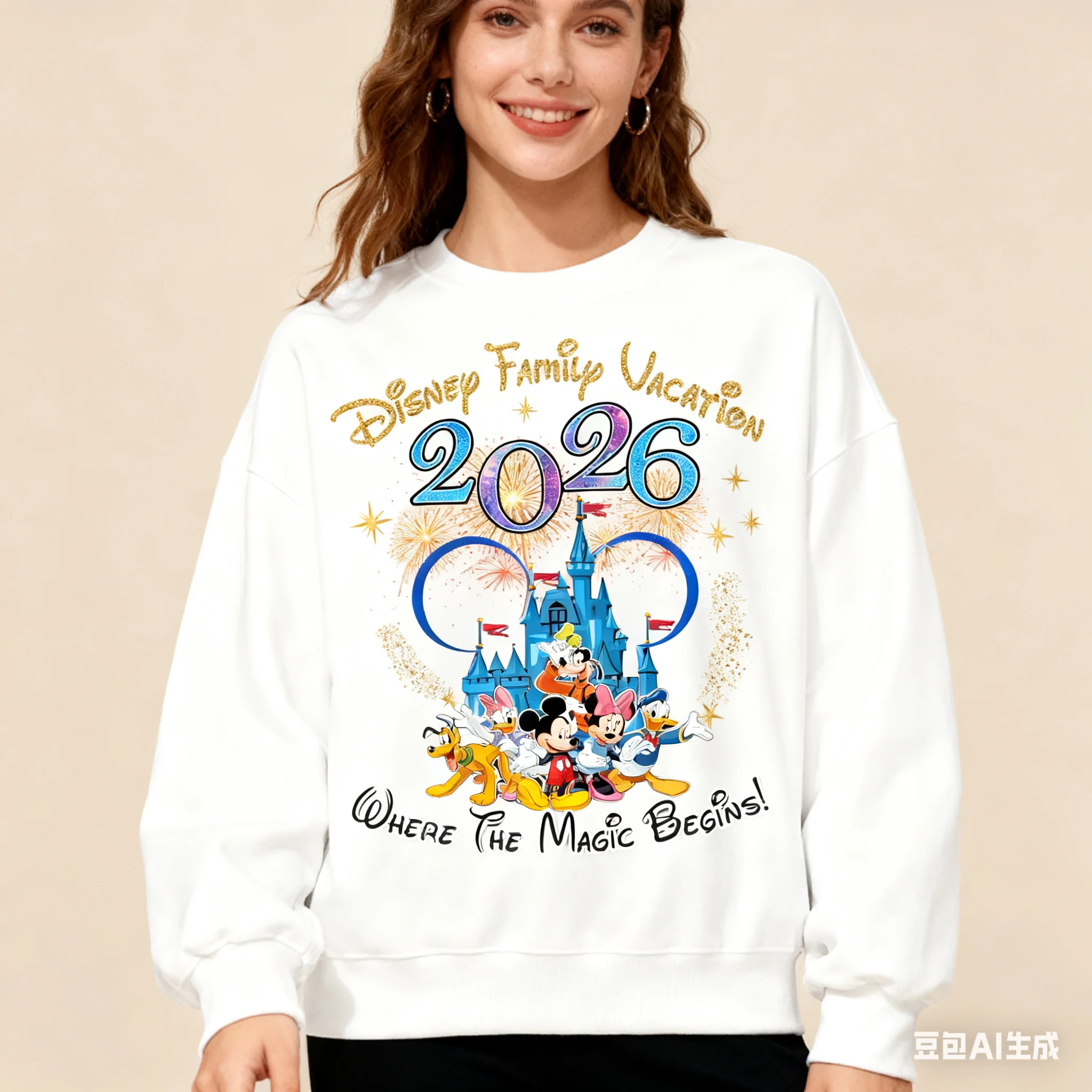 kf-S273c52bc849749c49d1952fd98a56fb6I Disney 2026 Family Vacation Mickey & Friends Family Matching Outfits Boys Girls Crew Neck Sweatshirt Relaxed-Fit Autumn Winter - Image 1