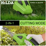 HILDA 2-in-1 Handheld Hedge Trimmer Electric Grass Trimmer Lightweight Shrub Trimmer Green Garden Bush Trimmer Cordless - Image 5