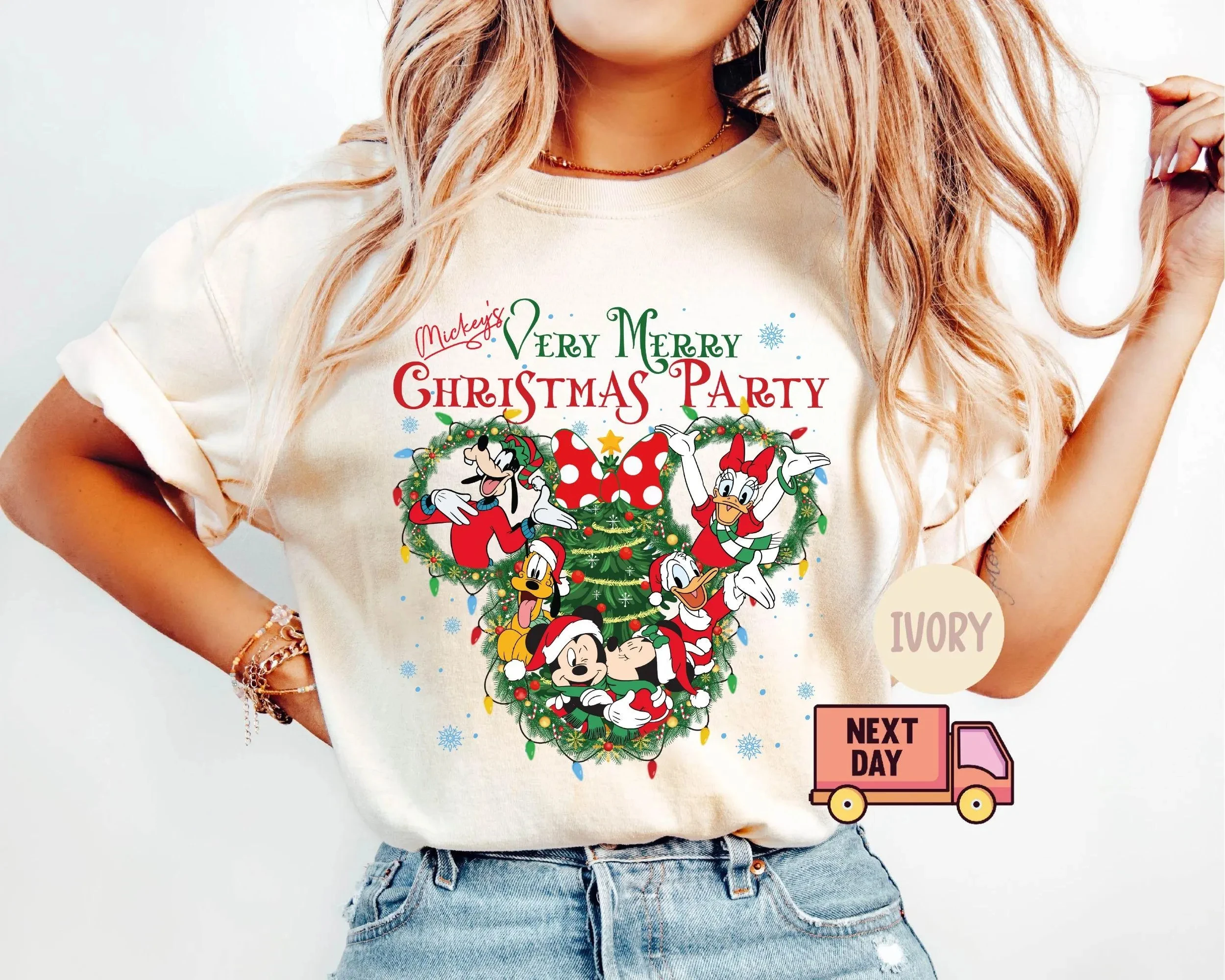 kf-S2cb32389b7654e1ba6555d3a364228c2Q Disney Christmas Tee, Mickey’s Very Merry Christmas Party Shirt, Mickey & Friends Christmas Tee,Disneyland Xmas Family Shirt - Image 1