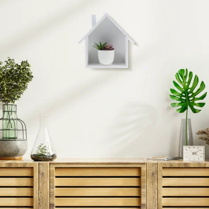 Wall Mounted Storage Shelf Small Shaped Wooden Wall Shelf For Bedroom Living Room Kitchen Office Decorative