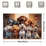 Happy Dog Group Tapestry Cute Puppy Faces Pet Family Wall Art Home Decor Living Room Free Hooks Included Elevate Your Space - Image 3