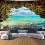 VIKAMA Summer Blue Sky and Sea View Landscape Background Wall Tapestry, Living Room, Bedroom Office Family Room Wall Decor - Image 2