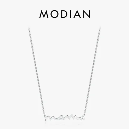 MODIAN Classic Design 925 Sterling Silver Letter Mama Pendant Necklace For Women Mom Mama Mother's Day birthday Christmas Gift