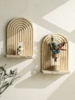 1pc Wooden Arch Wall Shelves for Boho Home Decor, Rustic Display Rack for Plants,Bedroom, Living Room, Entryway Decoration Shelf - Image 2