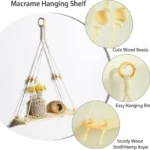 Macrame Wall Hanging Shelf Floating Wall Shelf Boho Home Decor Shelves Wall Wood Decoration for Bedroom Living Room Nursery Gift - Image 3