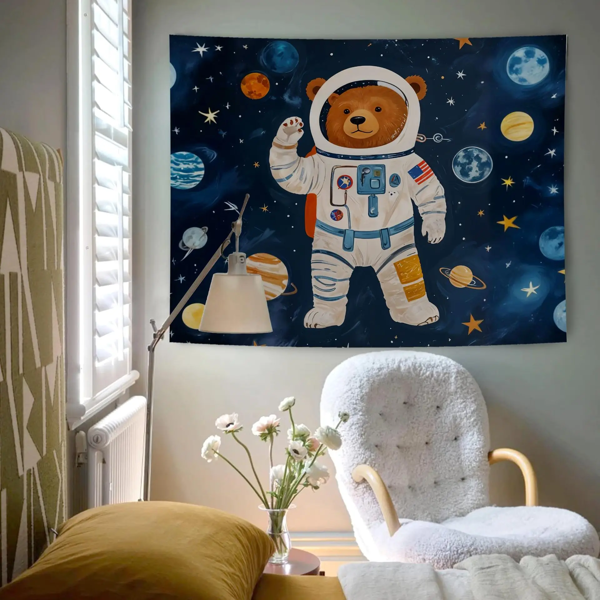 kf-S3a7cb08738d14183b64c6320a926239ei Blue cosmic starry sky space bear Home decoration wall hanging fabric decorative family rooms bedrooms background friend's gift - Image 1
