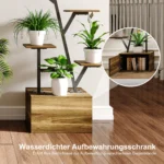 Comanlai Metal Wood Plant Shelf Open Shelf Organizer Display Stand Rustic Indoor Plant Stand with Grow Lights Room Decoration - Image 4