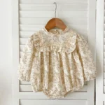 New Sisters Dress Infant Baby Girls Lace Collar Dress Rompers Kids Girls Vintage Flowers Princess Dress Family Clothes Rompers - Image 5