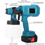 800ML Electric Spray Gun Cordless Paint Sprayer Auto Furniture Steel Coating Airbrush Compatible For 21V Battery - Image 3