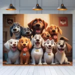 Happy Dog Group Tapestry Cute Puppy Faces Pet Family Wall Art Home Decor Living Room Free Hooks Included Elevate Your Space - Image 6