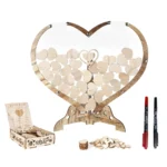 Wedding Guest Book Wooden Drop Heart Message Book Sign in Table Photo Frame Birthday Valentine's Day Wedding Party Decoration