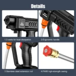 30BAR 700W Cordless High Pressure Car wash Water buyer Gun Garden Electric washing Machine for Makita Battery - Image 5