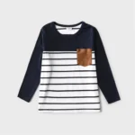 PatPat Family Matching Outfits Couple Mosaic Contrast Striped Long-sleeve Women's Dresses and T-shirts Family Clothes Sets - Image 5