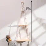 2-tier Floating Wall Shelf With Wooden Beads Home Decoration Boho Plant Flower Pot Tray Nordic Room Swing Display Shelf Art Gift - Image 6