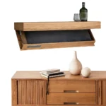 Wooden Magic Flap Shelf with Secret Compartment Concealed Floating Shelf Wall-Mounted Storage Rack for Book Wine Plants Disc - Image 3