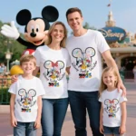 Disney Summer 2026 Mickey Mouse Classic Cartoon Characters 100% Cotton Print T-shirt Family Set for Parents, Children Unisex Top