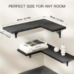 Rustic Wooden Corner Floating Shelf Wall-Mounted Storage Display Rack for Home Decor Kitchen Bathroom Bedroom Living Room - Image 6