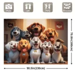 Happy Dog Group Tapestry Cute Puppy Faces Pet Family Wall Art Home Decor Living Room Free Hooks Included Elevate Your Space - Image 5