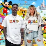 Disney Lightning McQueen Cars 100% Cotton Printed T-shirt Top Tee Casual Couple Unisex Dad Mam Birthday Family Party Gift Shirts