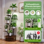 Comanlai Metal Wood Plant Shelf Open Shelf Organizer Display Stand Rustic Indoor Plant Stand with Grow Lights Room Decoration - Image 2