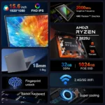 Ninkear A15 Plus Laptop AMD Ryzen™ 7 5825U 15.6" IPS FHD Notebook 16GB DDR4 1TB SSD Windows 11 Wifi 6 Gaming Computer Notebook - Image 3