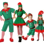Christmas Family Matching Outfit Boy Girl Elf Xmas Costume Adult Green Red Party Tops Pants Hat Belt Outfit Cosplay Clothing Set - Image 2