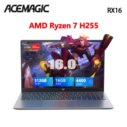 ACEMAGIC Laptop 16“ FHD Gaming Laptop AMD Ryzen 7 7735HS/H255 16GB RAM 512GB SSD Windows 11 Pro Notebook Backlit KB Wifi6 BT5.2