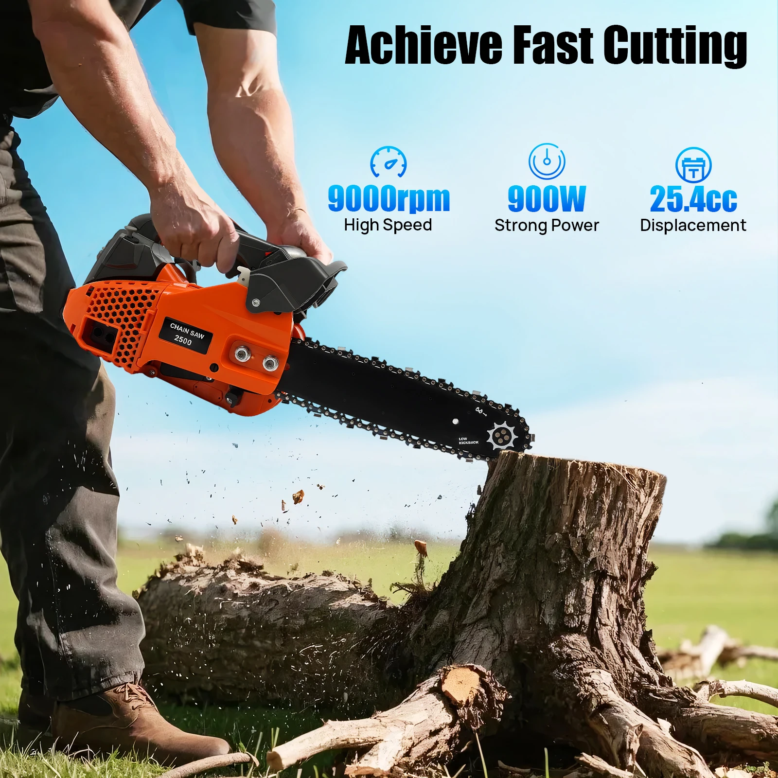 kf-S66e9c7b70dde48469240b2bd98642ff9T 900W Gasoline Chainsaw 30cm 25.4CC 2-Stroke Powerful Portable Cordless Chainsaw for Wood Cutting Logging Gardening - Image 1