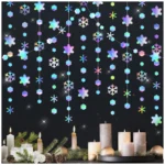 4/8/12/16M Iridescent Snowflake Garlands Paper Snowflakes Hanging Frozen Birthday Party Supplies Wedding Winter Wonderland Decor - Image 2