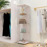 Comanlai Display Stands 4 Shelves Glass Display Cabinet with Door,Floor Standing Bookshelf for Living Room 42.5x36.5x164cm - Image 2