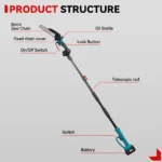 ONEVAN 8 Inch Pole Electric Chainsaw Brushless Telescoping High Branch Saw Garden Pruning Power Tool For 21V 18V Battery - Image 3