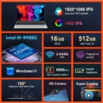 15.6 “ Laptop Intel Core i9-9900U Windows 11 Fingerprint Unlock PC Office Study Gaming Notebook Computer 16GB RAM Laptops PC - Image 2