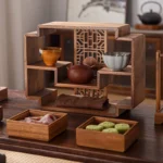 Walnut storage rack, small desktop tea cup, Bo Gu rack, new Chinese style tea room, coffee table, storage cup rack, display rack - Image 3