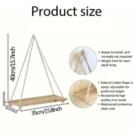 1Set Wood Hanging Shelves Swing Hanging Hemp Rope Wall Shelve Mounted Floating Home Living Room Plant Flower Pot Tray Storage - Image 3