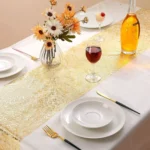 30x500cm Gold Table Runner Metallic Glitter Table Cloths Runner Metallic Roll Rectangle for Birthday Wedding Home Table Decor - Image 5